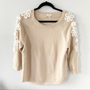3 FOR $25 J CREW Crewneck Sweater w/Floral Patches
